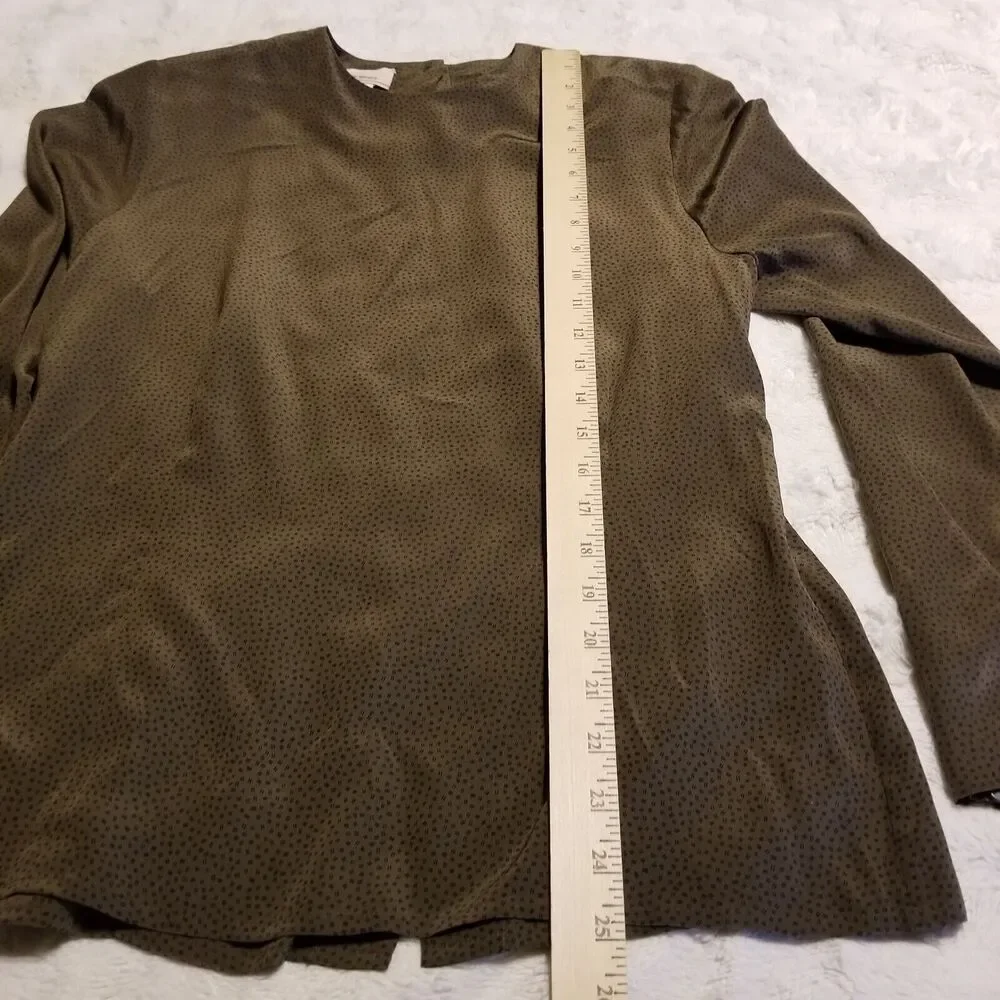 Vintage Mark Shale Shirt Womens Size 4 Green Black Silk Polka Dot - Picture 9 of 9